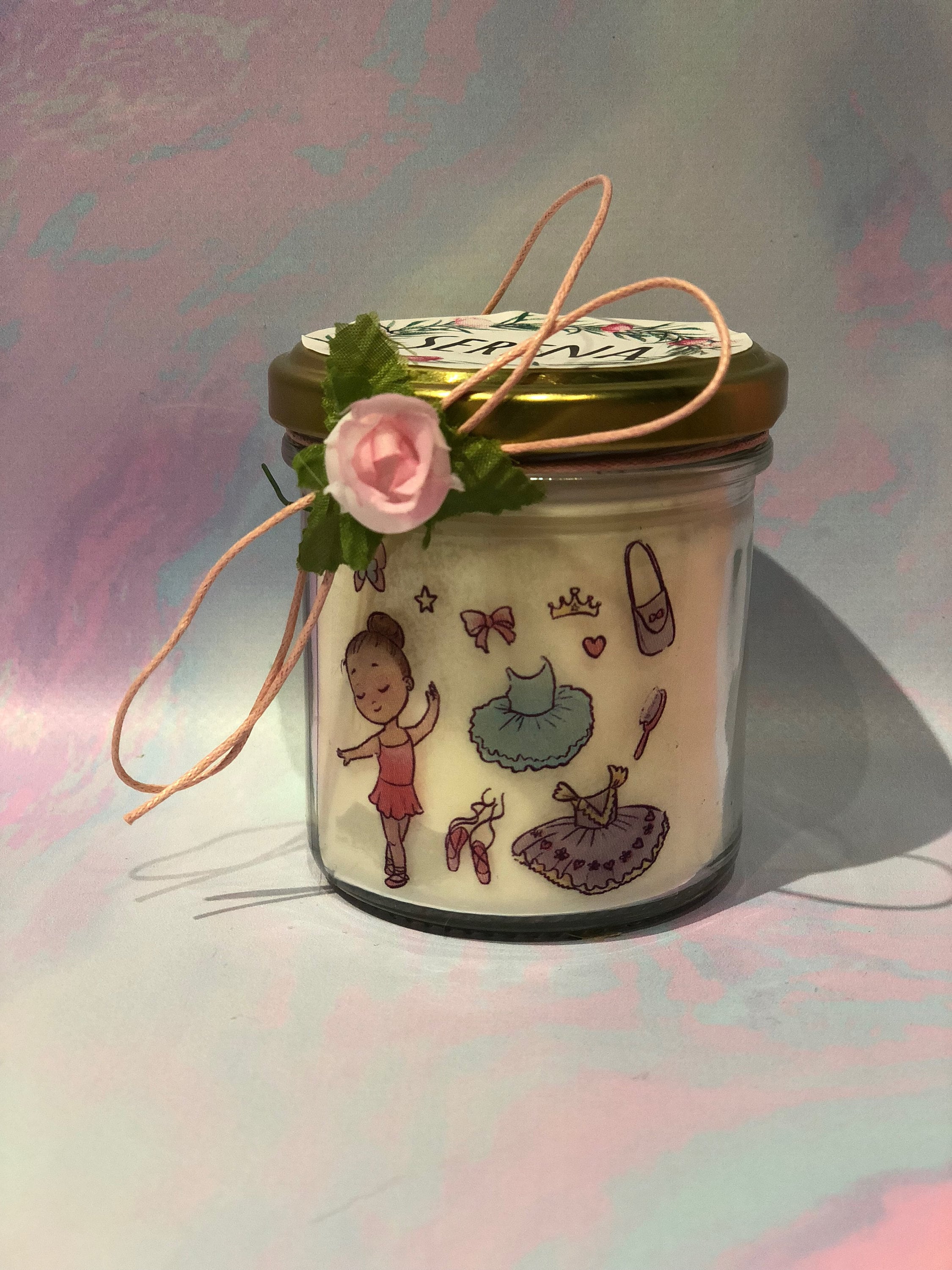 Ballerina Di Danza Classica Candela Con Disegno E Ciondolo A Scelta Personalizzata Con Nomi O Frasi