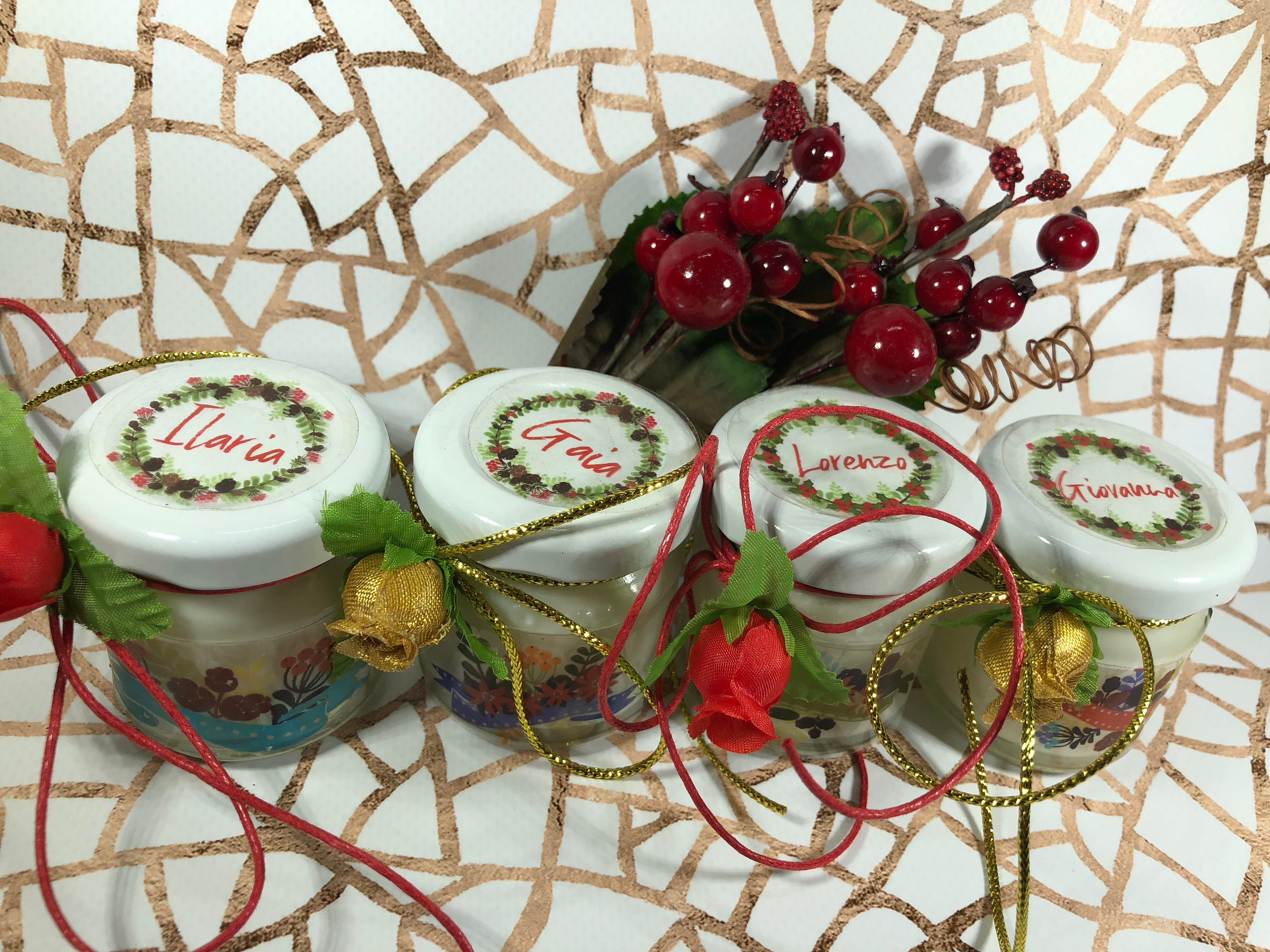 Vasetti Segnaposto Natalizi.4 Mini Candele Profumi Speziati Natalizi Segnaposto Capodanno In Vasetto Personalizzato Decorazione Tavola Natalizia Ricordo Per Gli Ospiti