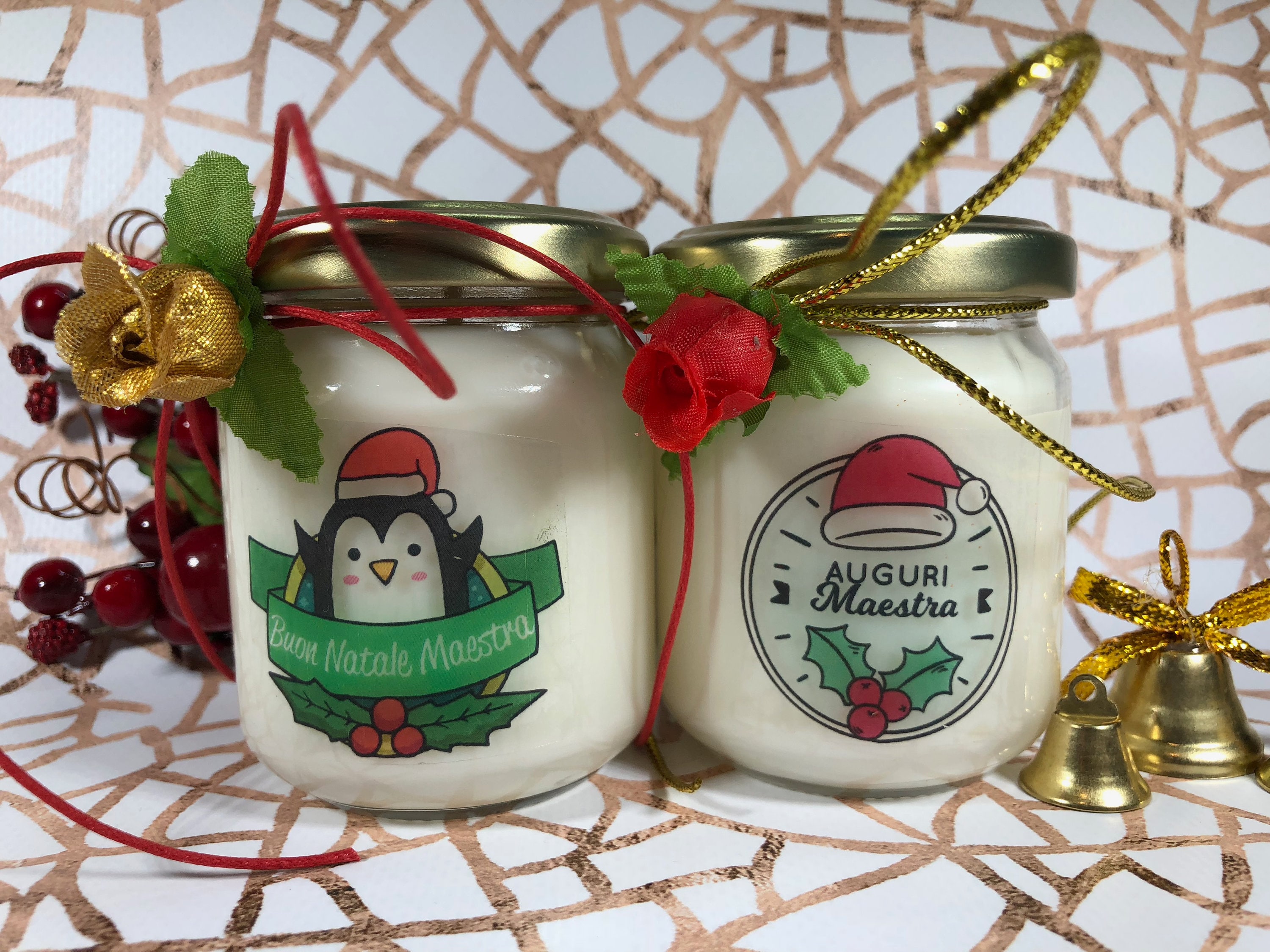 Regalo Di Natale 2.Buon Natale Maestra 2 Vasetti Con Candele Di Cera Di Soia E Oli Essenziali Regalo Natalizio Per La Maestra Regalo Di Natale Auguri Maestra