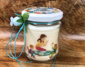 Ti voglio bene Tata candela personalizzata in cera soia olio essenziale stoppino in legno idea regalo Babysitter compleanno ringraziamento