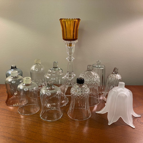 Vintage Clear Pegged Votive Holders Featuring FROSTED LILY