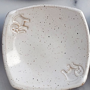 Ceramic teaspoon holder, teabag holder, small trinket dish, unique trinket dish, speckled clay multipurpose dish, small jewelry holder image 6