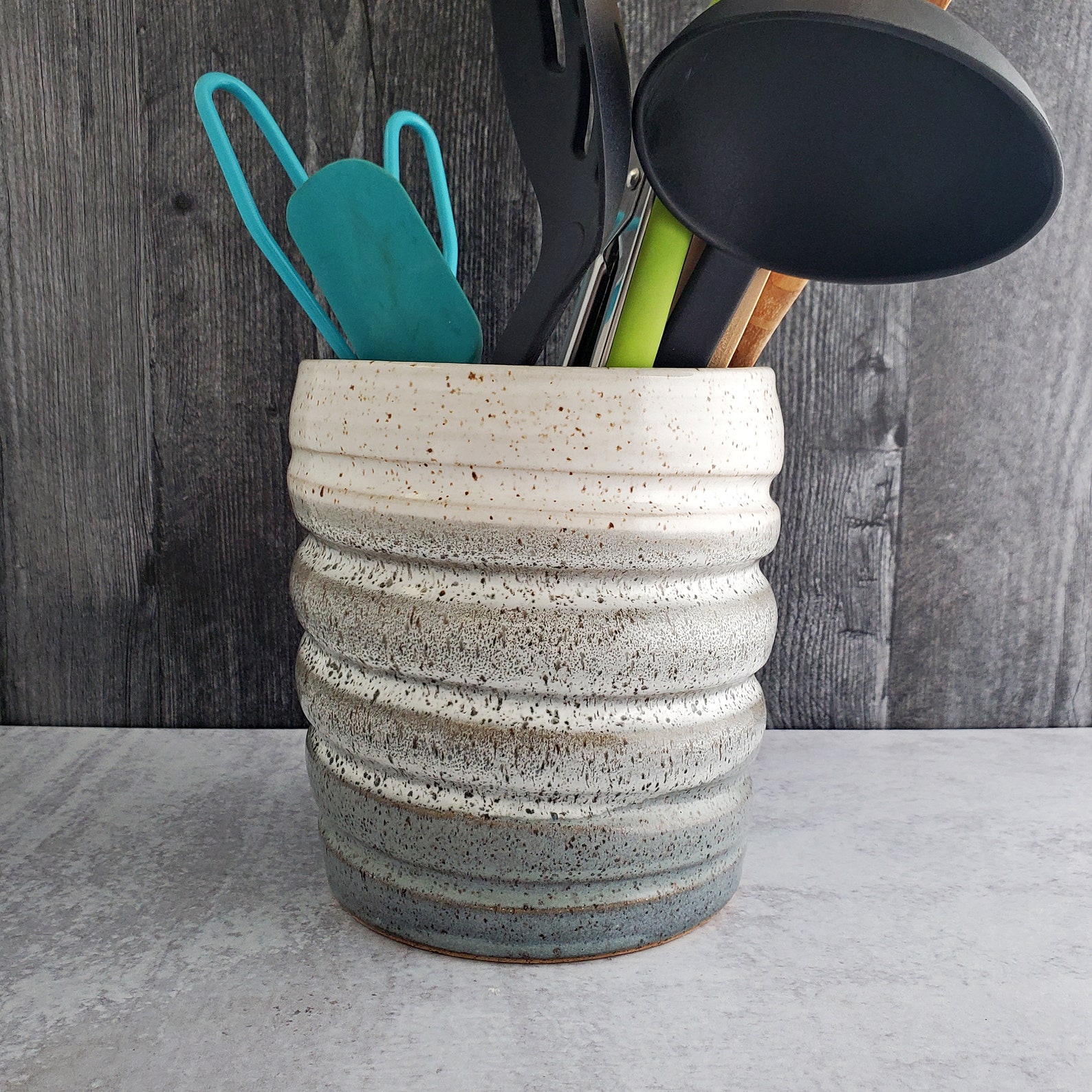 Handmade ceramic utensil holder utensil crock Kitchen Etsy