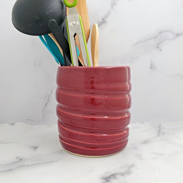 Red Utensil Holder Etsy
