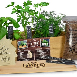 Cedar Box Herb Garden Kit Housewarming & Christmas Gift in 16 x 6 x 6 Handmade Cedar Box image 1