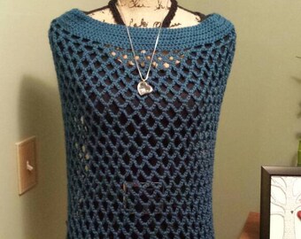 Crocheted Lightweight Woman’s  Poncho | Crochet Cover Up | Summer Poncho | Handmade Poncho with Fringe