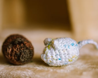 Toy Mouse for Cats with catnip | handmade crocheted soft pet toys