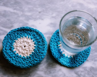 Starburst Coasters | set of 4 handmade custom crocheted coasters