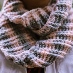 Chunky Ribbed Infinity Cowl | double wrap loop scarf | circle scarf | handmade crocheted cable ridged reversible scarf