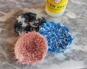 Fuzzy Textured Dish Scrubbies | handmade dish cloth