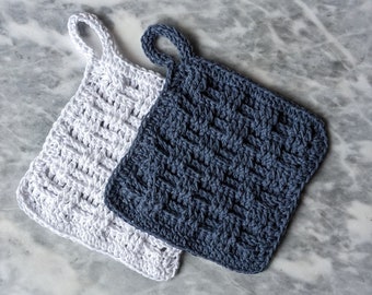 Textured dishcloth crochet pattern | basketweave crochet tutorial