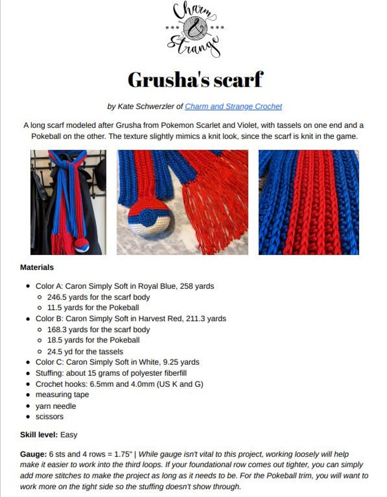 Pokemon Grusha's scarf crochet pattern Scarlet Violet ice gym leader scarf DIY image 7