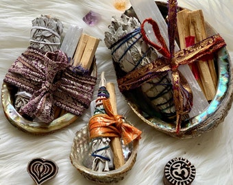 Sacred Smoke Kit | Energy Cleansing Bundle | White Sage Smoke Ritual | Housewarming Gift | Spring Cleaning | Full Moon - New Moon Ritual