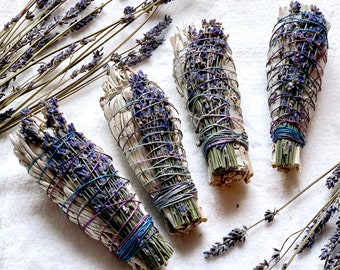 Serene Bundle | Lavender & White Sage | Sacred Smoke Stick | Herbal Blend | Housewarming | Energy Cleansing Ritual | Spring Cleaning