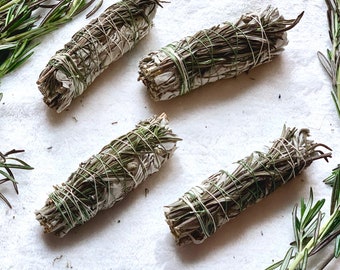 Clarity Bundle | Rosemary & White Sage | Sacred Smoke Stick | Herbal Floral Blend | Housewarming | Energy Cleansing Ritual | Spring Cleaning