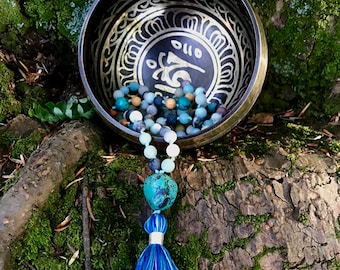 Amazonite Mala Necklace | Sedna | 108 Bead Mala | Turquoise | Silk Tassel