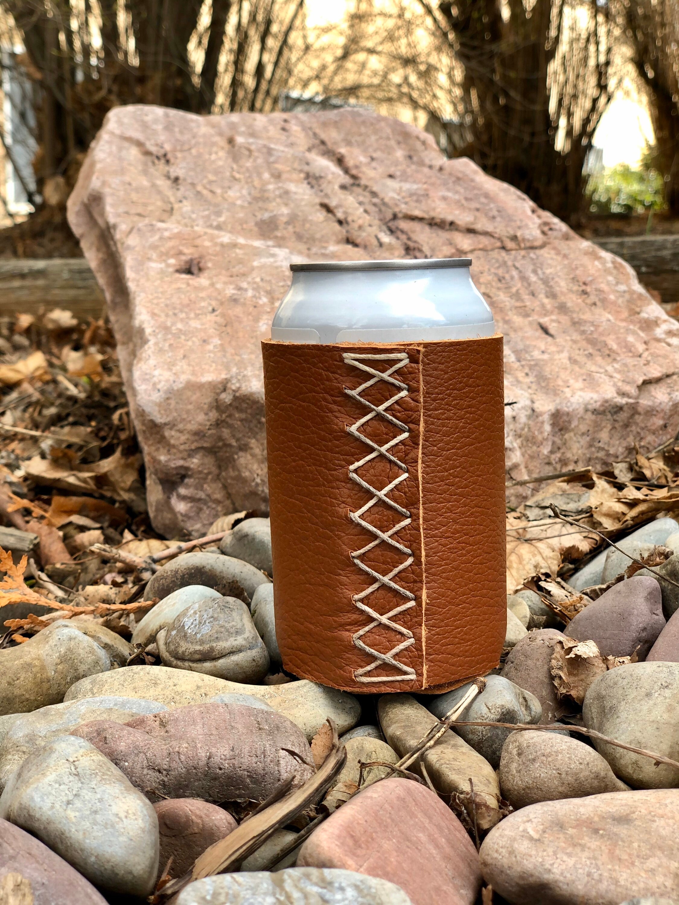 Leather can cooler beer can holder groomsmen dad Etsy