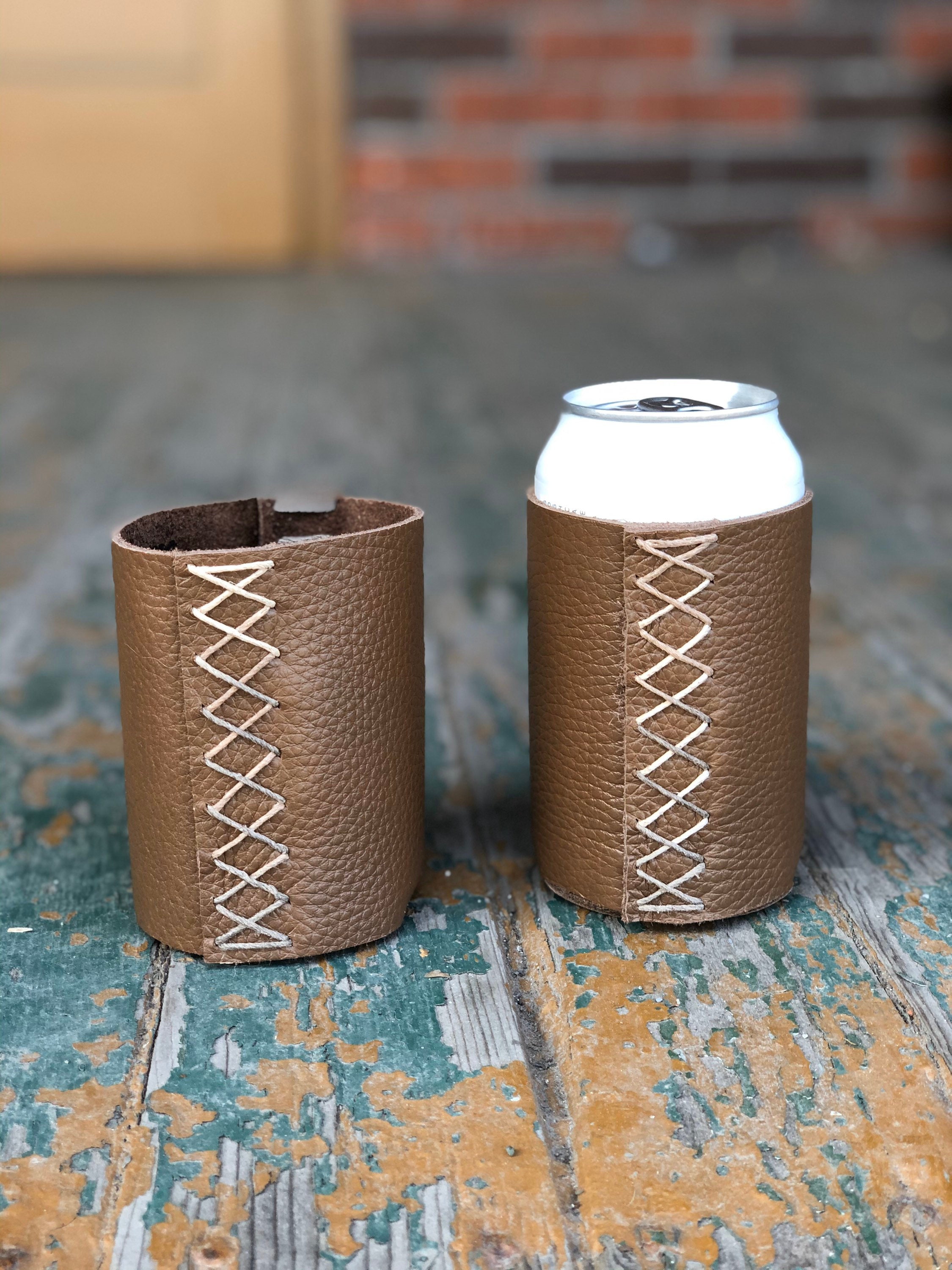 Pair of Leather Can Coolers Beer Can Holder Groomsmen Etsy