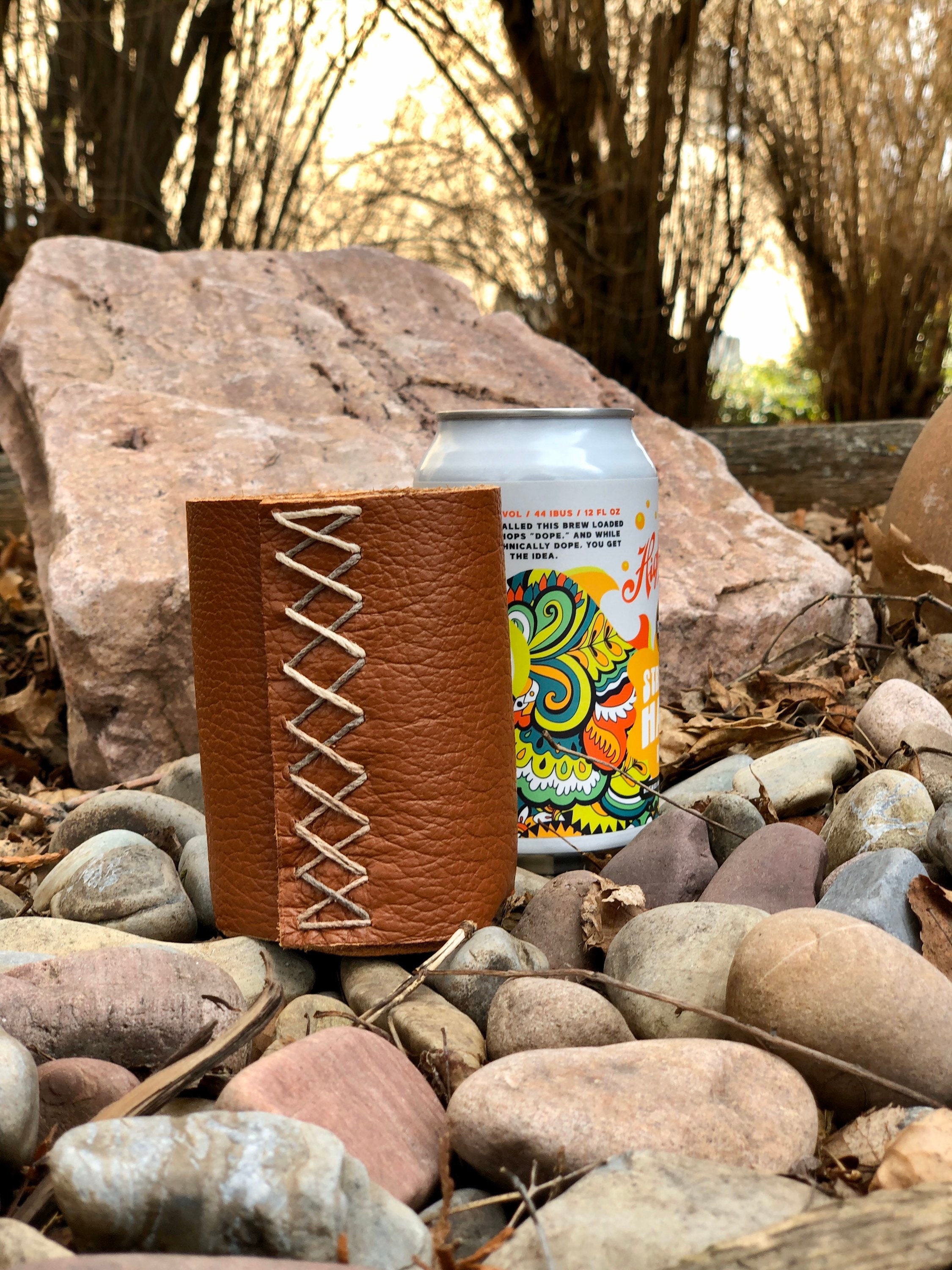 Leather can cooler beer can holder groomsmen dad Etsy