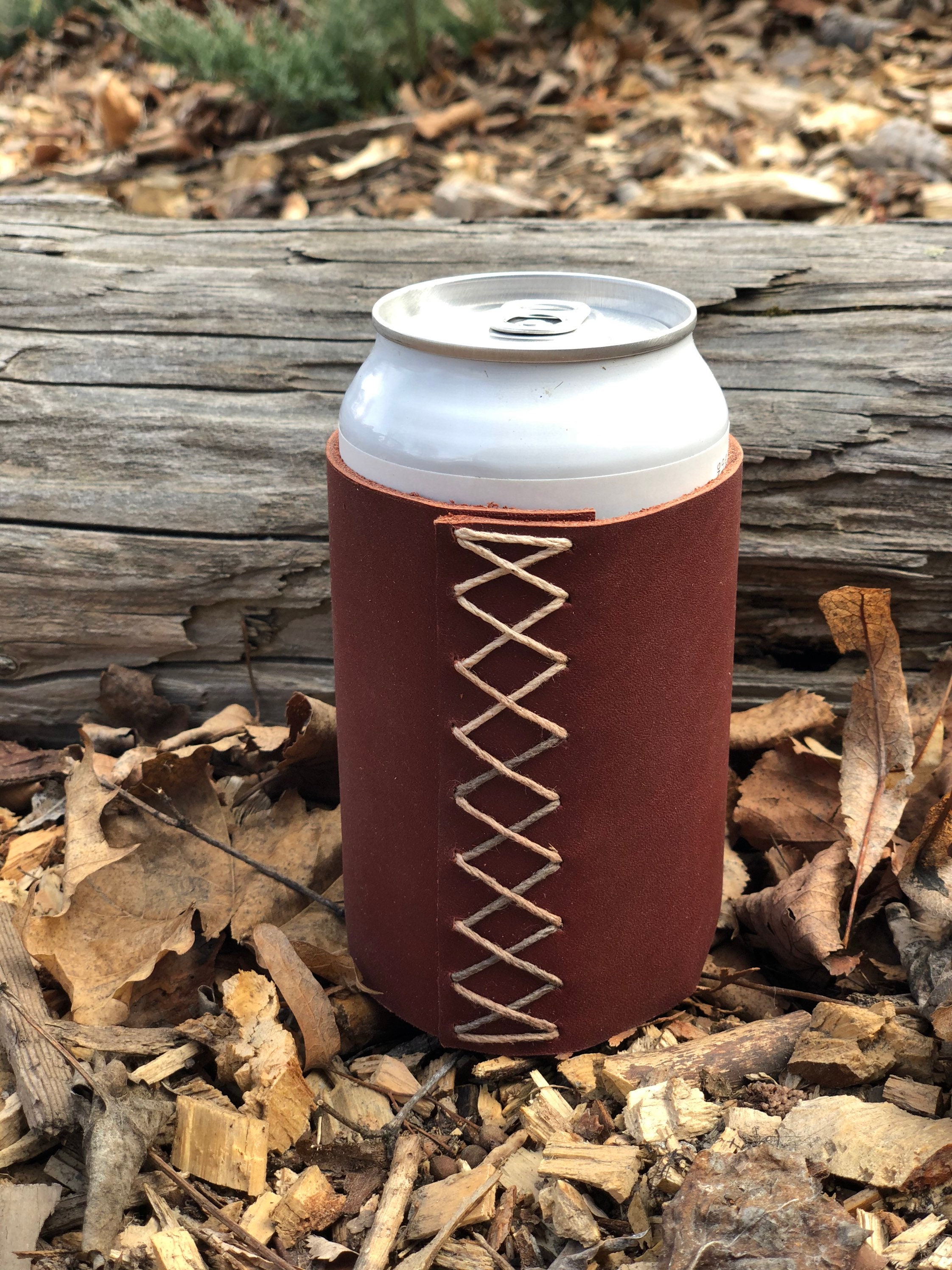 Leather Can Cooler Beer Can Holder Groomsmen Dad Etsy