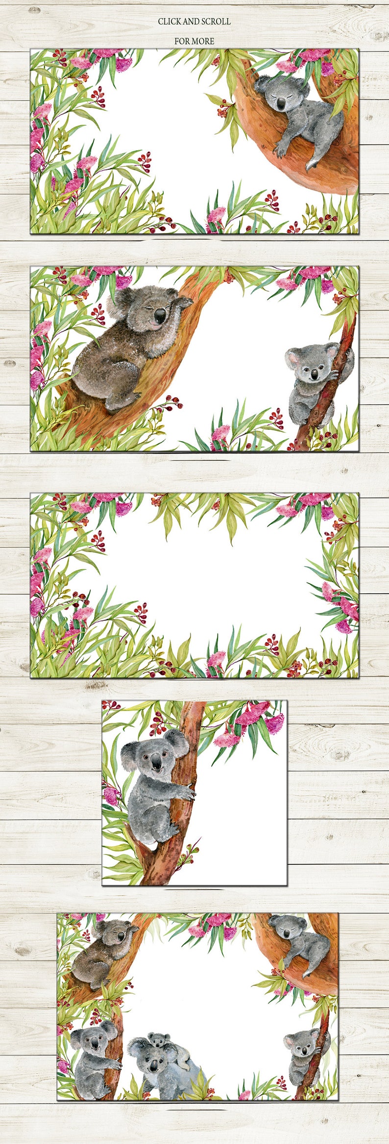 illustration.Koala Watercolor .Cute Animal Illustration.Australia Flower.eucalyptus leaves Animal graphics Koala Animals Clipart