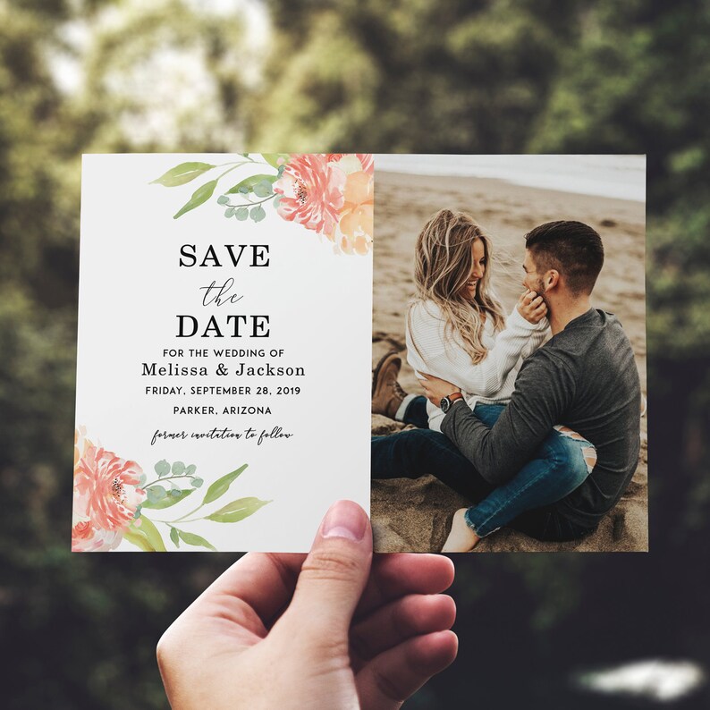 Wedding Announcement Save the Date Polaroid Wedding Invitation Save the Date Boho Save the Date With Picture Wedding Invitation