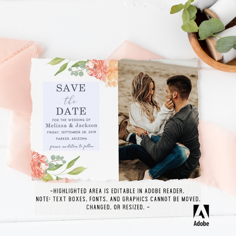 Wedding Announcement Save the Date Polaroid Wedding Invitation Save the Date Boho Save the Date With Picture Wedding Invitation