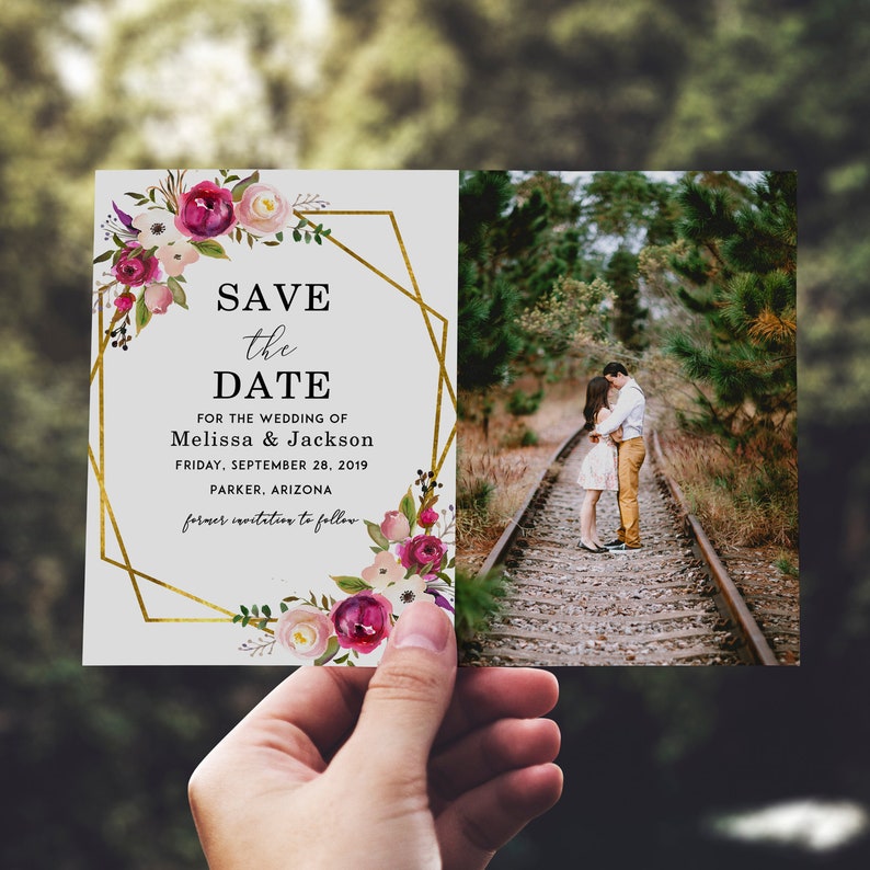 Polaroid Bridal Shower Wedding Invitation Boho Save the Date Save the Date with Picture Wedding Template Save the Date