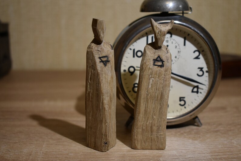 set 2 altar horned god goddess wooden pagan figurine oak stick wiccan altar pagan sculpture druid idol forest goddess statue art collectibles sculpture dekorasyonu net
