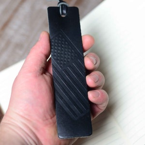 American Flag Leather Bookmark | A Unique and Patriotic Gift Idea | Perfect Veteran Thank You Gift | Perfect for Home, School, Travel | USA Black