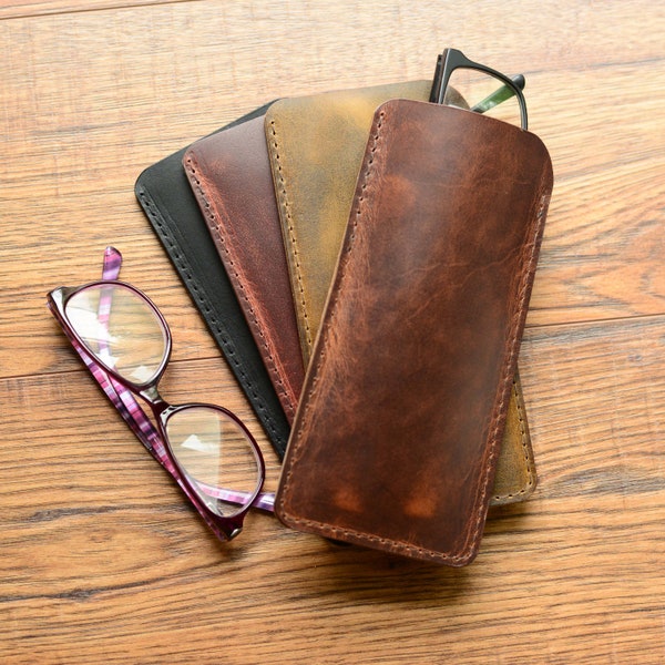 Real Leather Eye Glasses Sleeve | Protect Your Eyewear in Style | Heirloom Quality Heavy Duty Leather | The Perfect Everyday Carry | USA