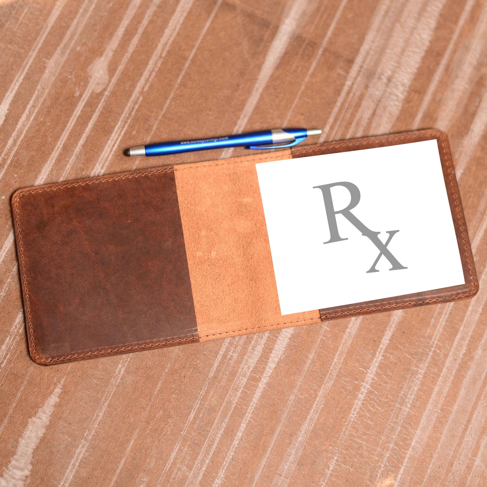 Leather Prescription Pad Rx Cover Landscape Orientation 2 Etsy