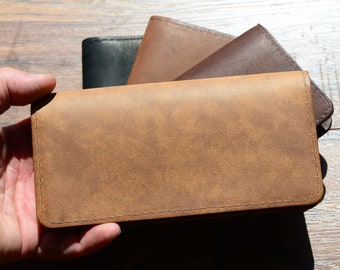 Real Leather Checkbook Cover – Rugged Handmade Wallet | Bison or Cowhide Options | USA Made | His or Hers Gift | Optional Insert