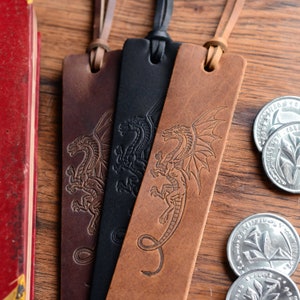 NEW Design Real Leather Dragon Bookmark | Personalized or Blank | A Fun and Unique Bookmark Great for Readers of All Ages | Fantasy Gift USA