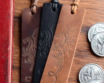 NEW Design Real Leather Dragon Bookmark | Personalized or Blank | A Fun and Unique Bookmark Great for Readers of All Ages | Fantasy Gift USA