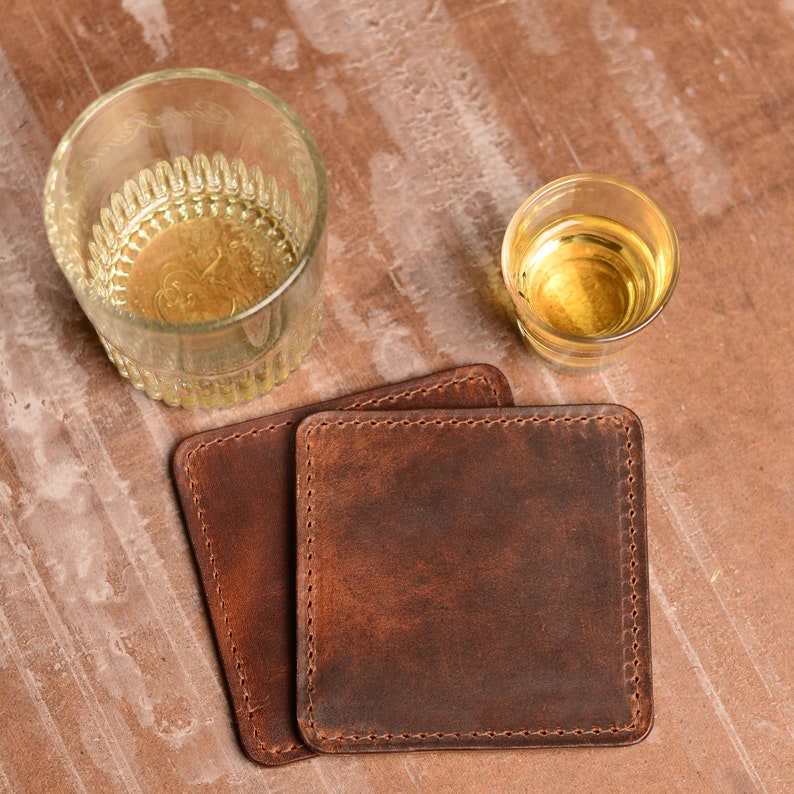 Blank Leather Coaster Set with Optional 8 Free Monogrammed Etsy