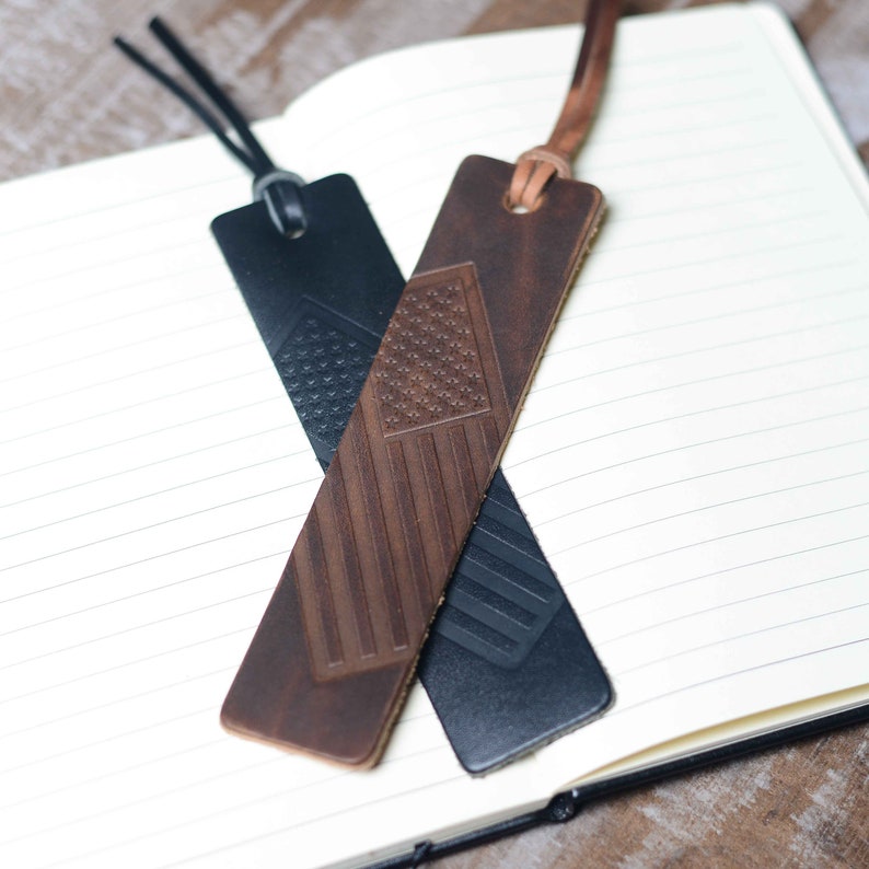 American Flag Leather Bookmark | A Unique and Patriotic Gift Idea | Perfect Veteran Thank You Gift | Perfect for Home, School, Travel | USA image 5