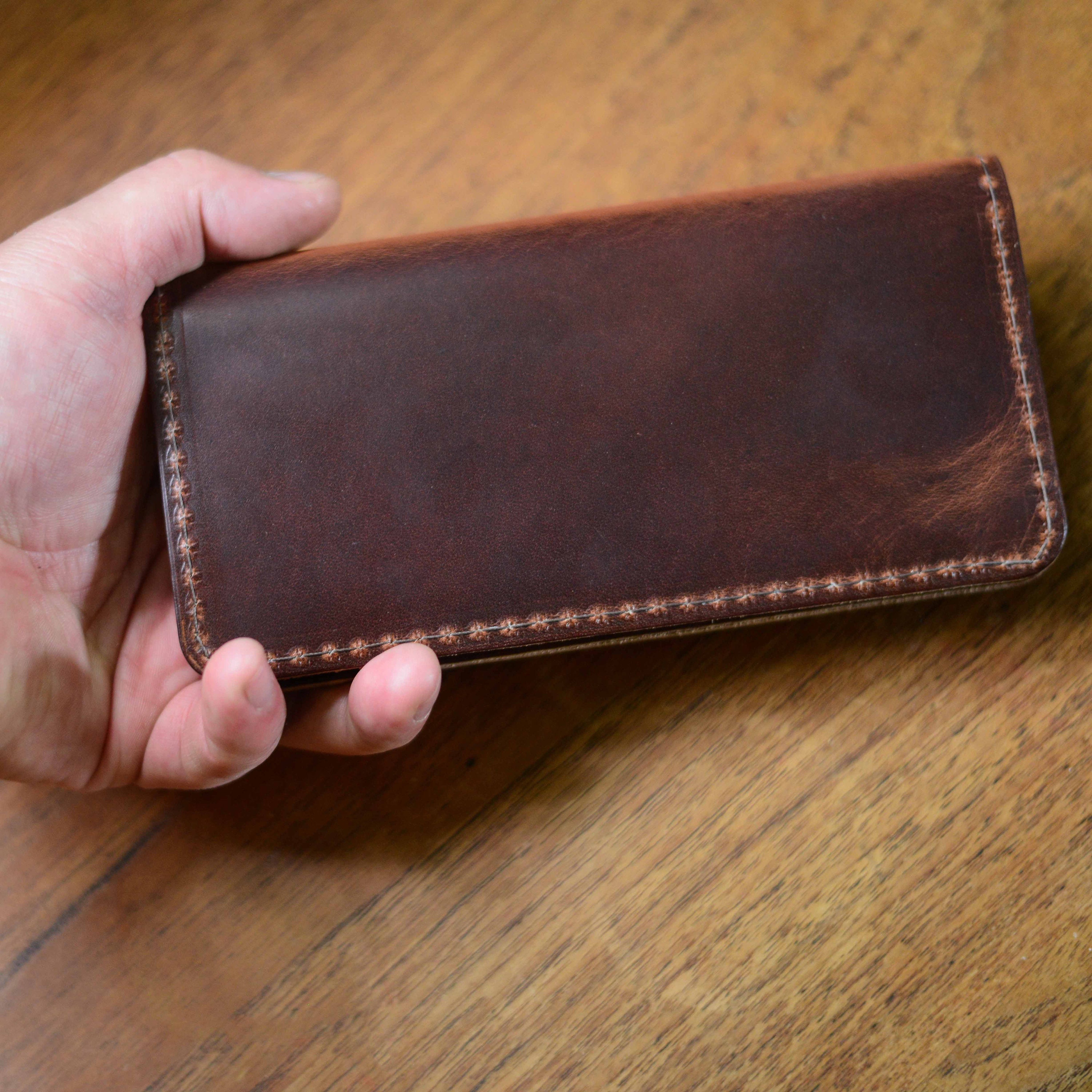 fabriqué à la main 100% cuir véritable-Chéquier couverture marron foncé fabriqué à la main 100% cuir véritable-Chéquier couverture marron foncé