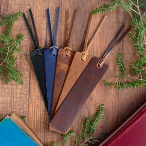 Real Leather Personalized Bookmarks Heirloom Quality Handmade Bookmarks Perfect for Home, School, Office, Trips or Vacations Read USA image 1