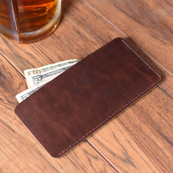 Real Leather Cash Sleeve | Great for Those Who Stick to Cash | Handmade in the USA | The Perfect Everyday Carry Money Sleeve | Minimal | USA