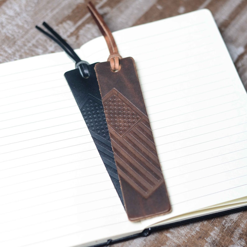 American Flag Leather Bookmark | A Unique and Patriotic Gift Idea | Perfect Veteran Thank You Gift | Perfect for Home, School, Travel | USA image 6