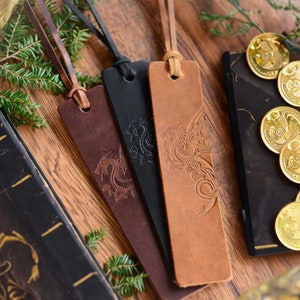 Real Leather Dragon Bookmark Personalized or Leave Blank A Fun and Unique Bookmark Great for Readers of All Ages Fantasy Gift USA image 1