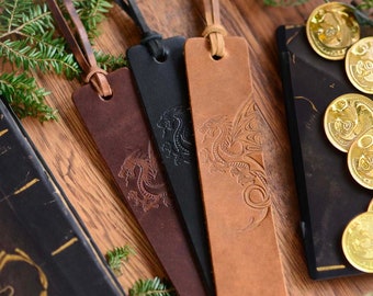 Real Leather Dragon Bookmark | Personalized or Leave Blank | A Fun and Unique Bookmark Great for Readers of All Ages | Fantasy Gift | USA