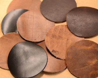 10 Scrap Leather Coaster Rounds | Great for Parties, Entertaining, Family Use, Everyday Use | Craft Grade | Man Cave She Shed | Made in USA