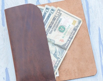 Real Leather Cowboy Cash Sleeve | Slender Design with Heavy Duty Boot Leather Construction | An Everyday Cary Cash Envelope / Wallet | USA