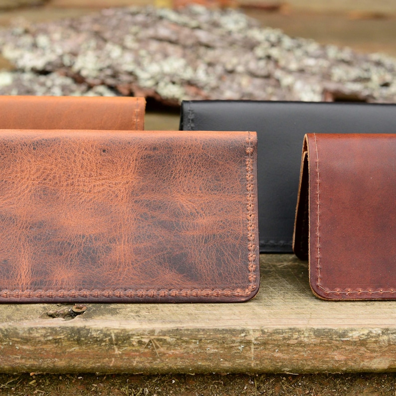 Real Leather Checkbook Cover with Optional 3 Free Monogrammed Letters | Checkbook Covers | Perfect Handmade Leather Gift | Heirloom | USA image 2