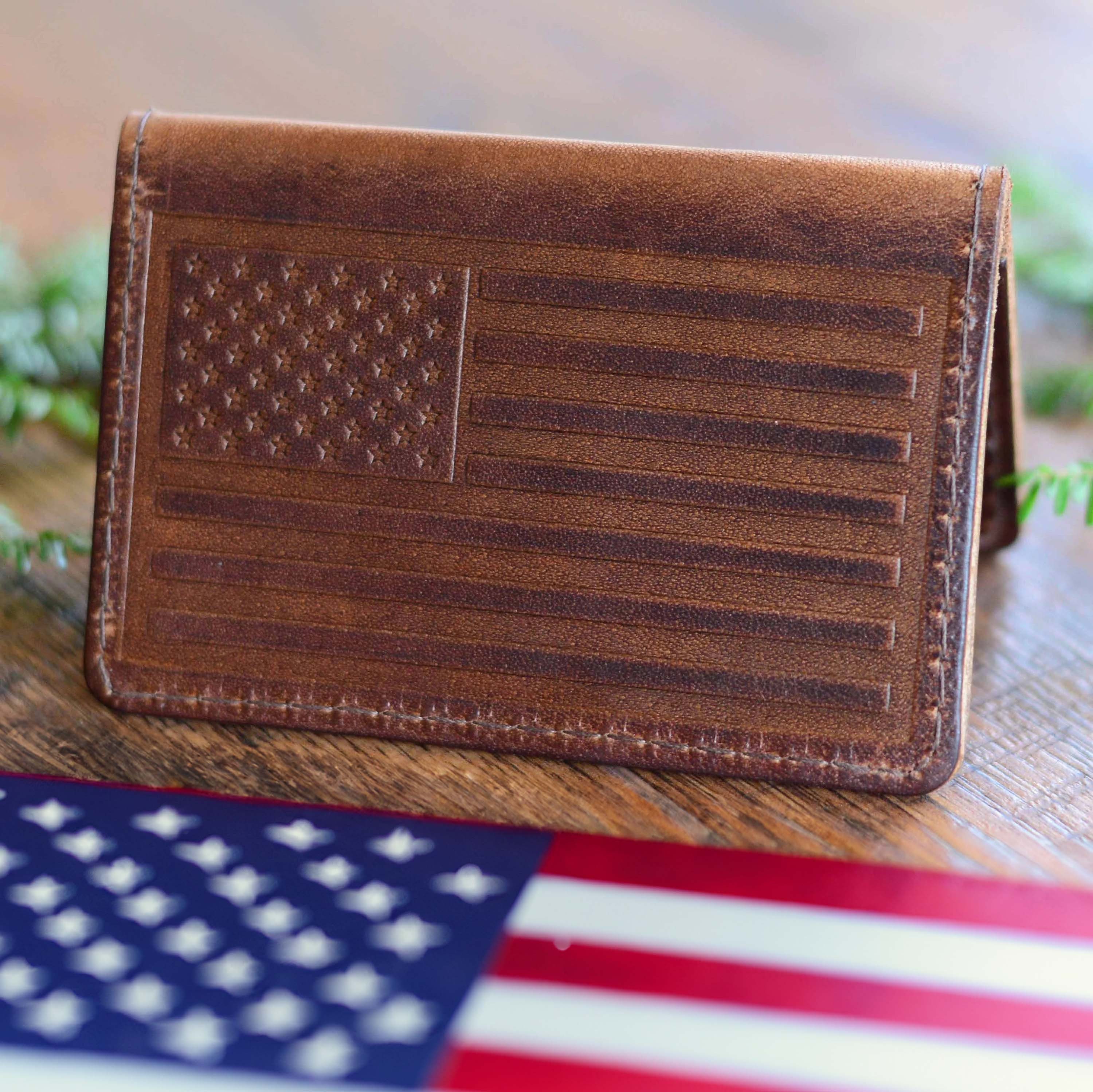RAW HYD Leather American Flag Wallet for Men – Full-Grain Leather Flag  Wallet - 6.75 Long Wallets for Men – Patriotic American Flag Wallet Mens