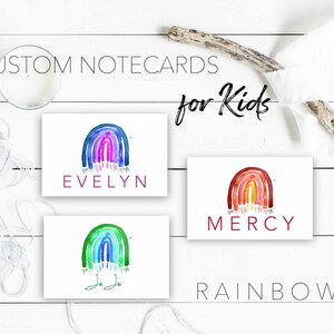 CUSTOM Flat Notecard Set for Kids- RAINBOW