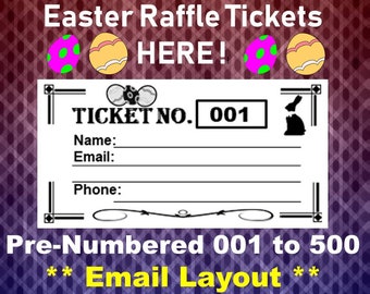 Plantilla de boletos para la rifa, 8 boletos para la rifa en blanco por página, boletos para la rifa de Pascua, página imprimible, PDF, descarga instantánea