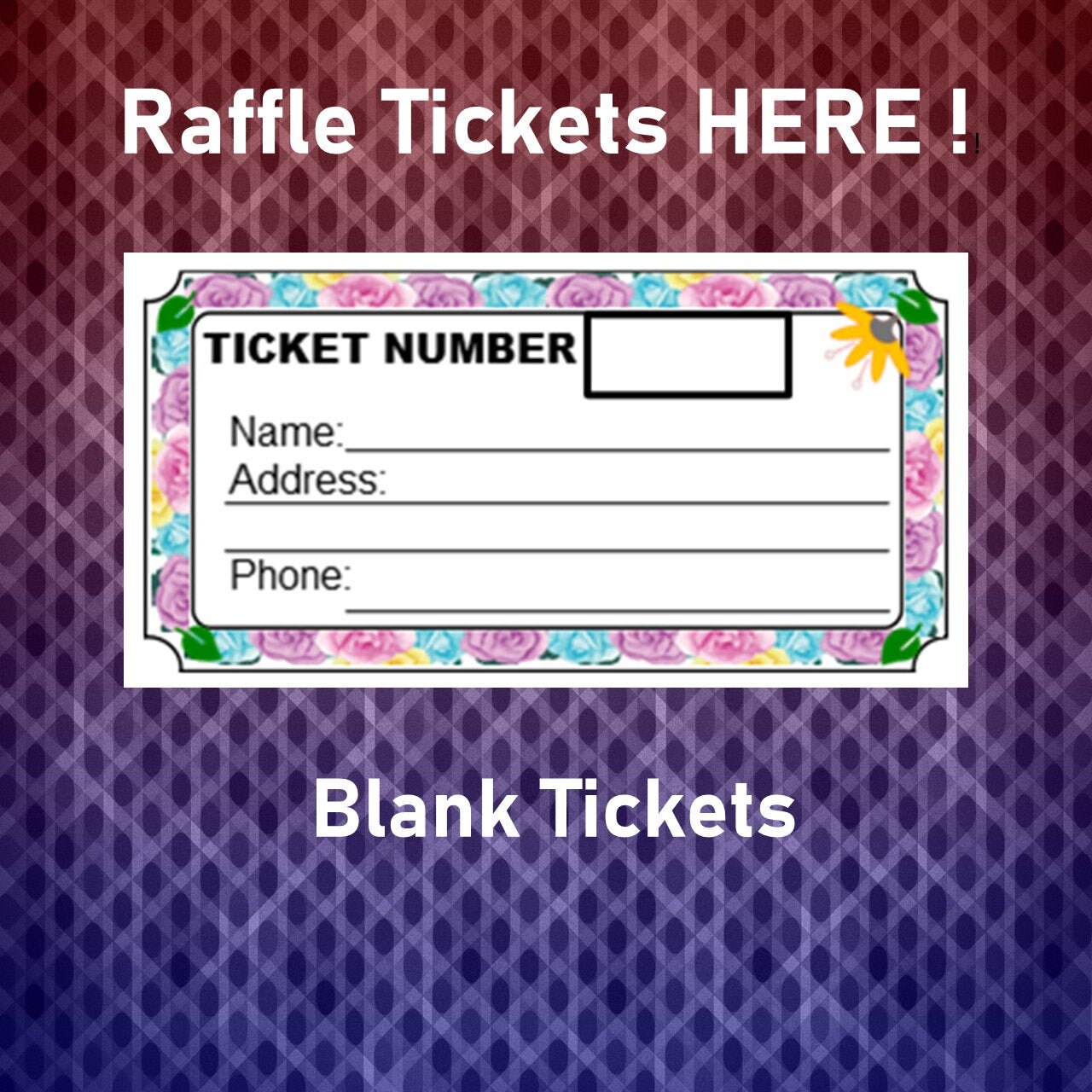 Raffle Ticket Template 8 Blank Floral Raffle Tickets per - Etsy